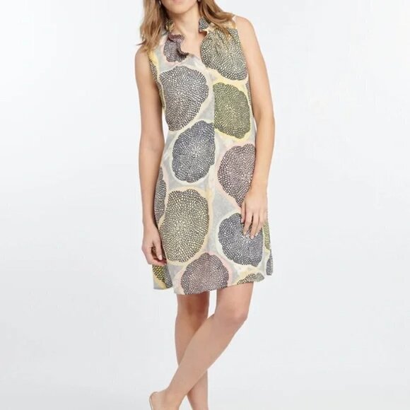 Nik + Zoe Dress Citrus Ruffle Collar Sleeveless Shift Size Medium - Picture 2 of 11